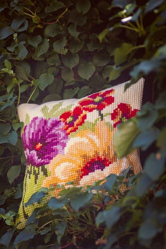 Vervaco Cross Stitch Cushion Kit - Summer Flowers #1 4 Vervaco Cross Stitch Cushion Kit - Summer Flowers #1 - Image 2