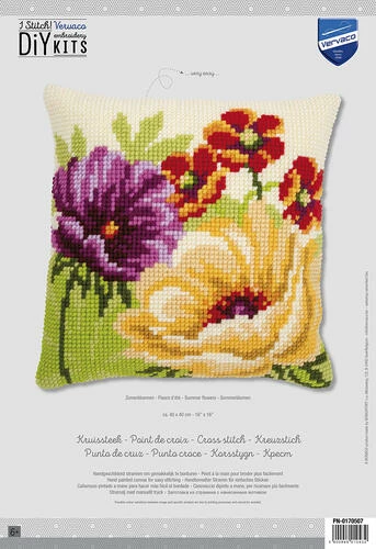 Vervaco Cross Stitch Cushion Kit - Summer Flowers #1 6 Vervaco Cross Stitch Cushion Kit - Summer Flowers #1 - Image 4