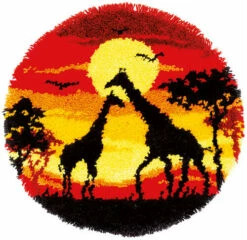 Vervaco Latch Hook Kit - Giraffes In The Sunset