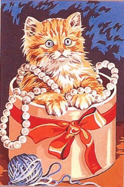 SEG De Paris Tapestry Canvas Ginger Kitten In The Hat 30X20