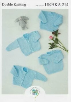 UKHKA Pattern 214 - Round Neck Sweaters And Cardigans In Double Knit